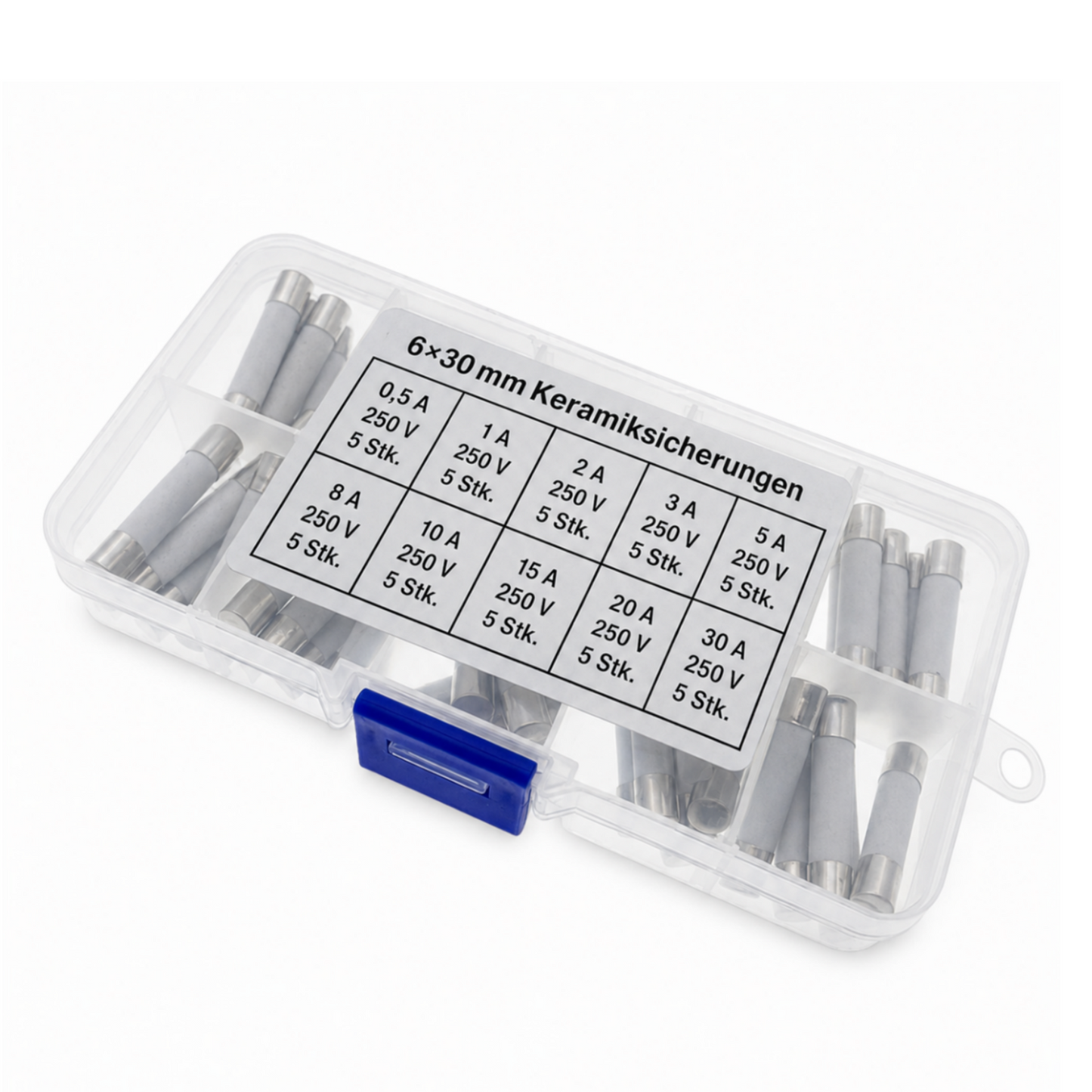 Keramik Sicherung Sortiment 5x20 6x30 0,5A bis 30A 250V Feinsicherung
